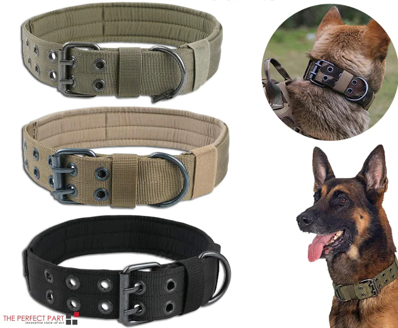 Heavy Duty Dog Collar K9 Military With Metal Buckle