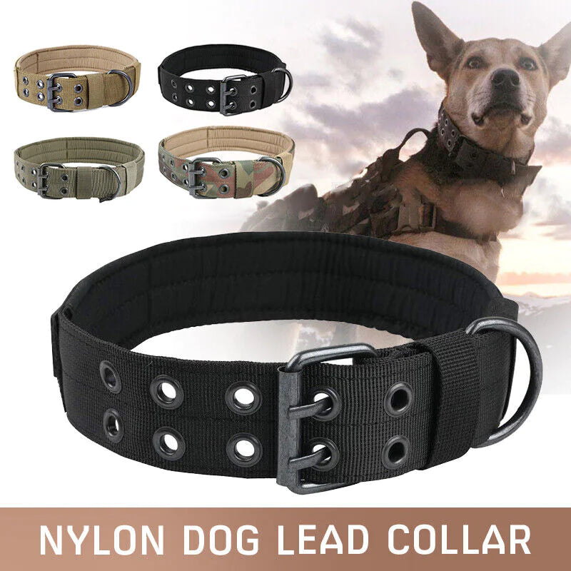 Heavy Duty Dog Collar K9 Military With Metal Buckle