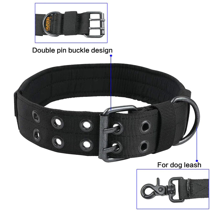 Heavy Duty Dog Collar K9 Military With Metal Buckle