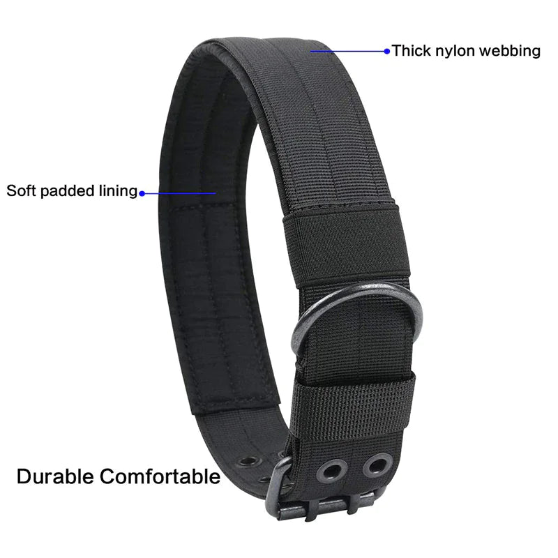 Heavy Duty Dog Collar K9 Military With Metal Buckle