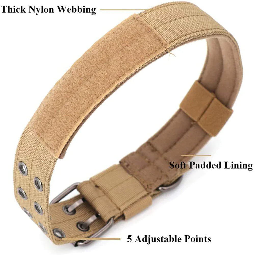 Heavy Duty Dog Collar K9 Military With Metal Buckle